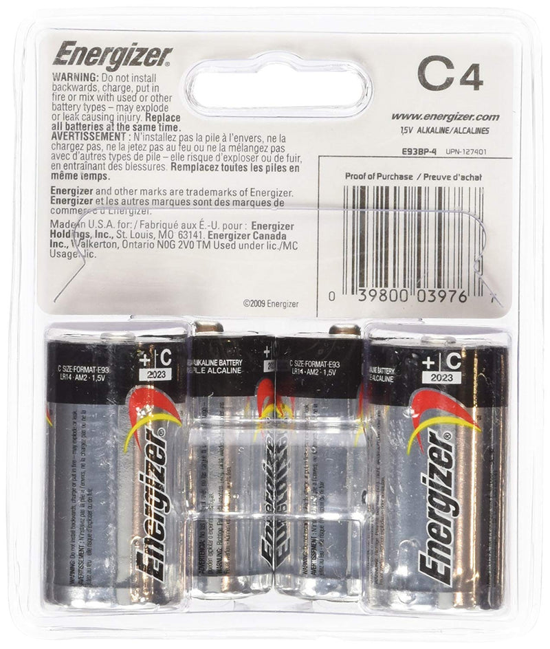 Energizer Max C Cell Alkaline Battery, 16 Batteries (4 X 4 Count Packs) 4 Count (Pack of 4)