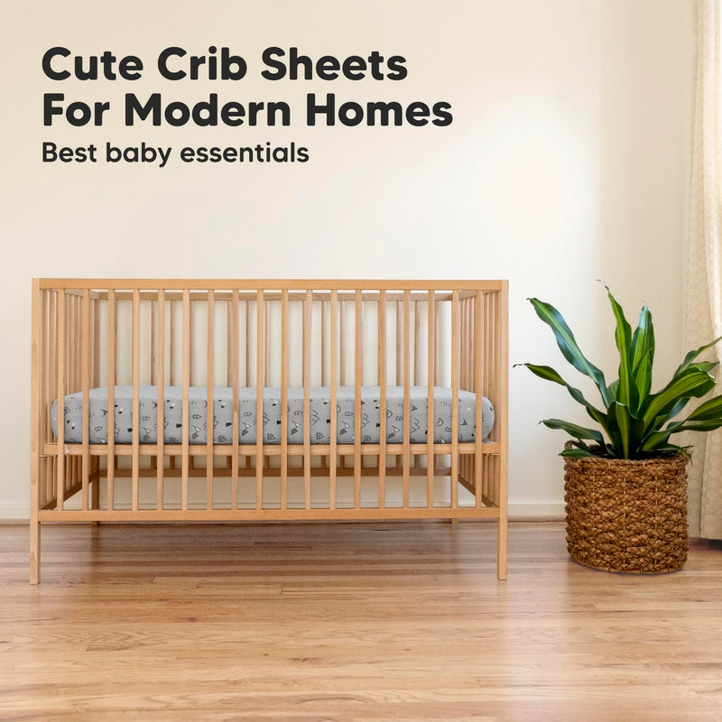 [Australia] - 2-Pack Organic Crib Sheets for Boys, Girls - Jersey Fitted Crib Sheet, Baby Crib Sheets Neutral, Crib Mattress Sheet, Cotton Crib Sheets, Breathable Crib Sheet, Baby Mattress Sheets (Woodland) Woodland 