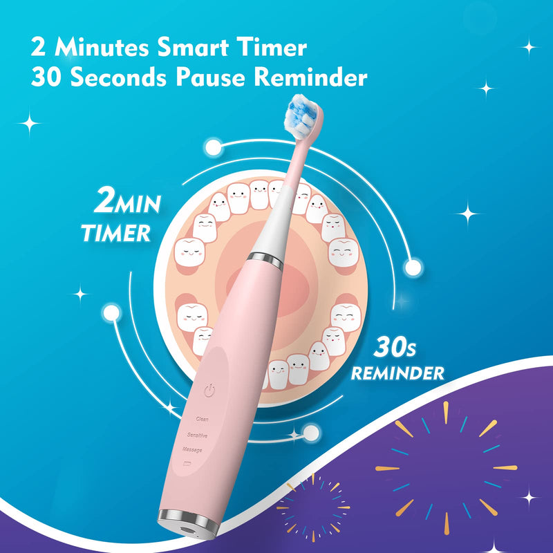 [Australia] - Kids Electric Toothbrushes Sonic Rechargeable Tooth Brush Gifts for Boys and Girls Smart Timer Power Toothbrush - Blue 3 4 5 6 7 8 9 10 11 12 (Blue) 