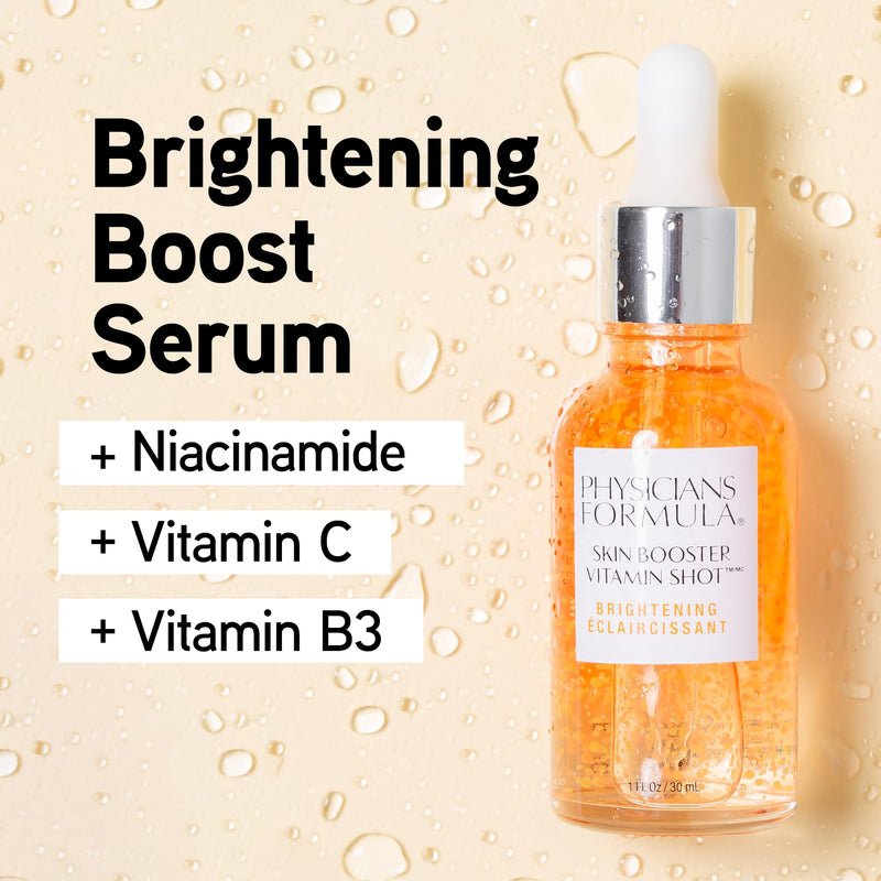 Physicians Formula Skin Booster Vitamin Shot, Brightening Serum with Vitamin C, Licorice & B3, Targets Dark Spots for Radiant Glow – Brighten Clear 1 Fl Oz (Pack of 1)