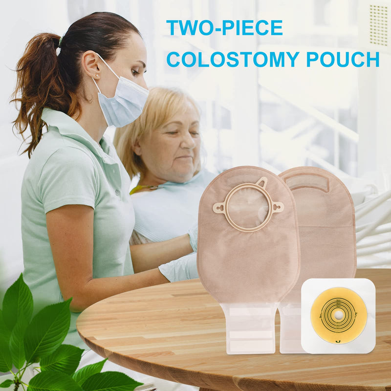 [Australia] - VLOOKUP 21 PCS Colostomy Bags,Ostomy Supplies,Two-Piece Drainable Pouches with Closure for Ileostomy Stoma Care, Cut-to-Fit(15pcs Bags+6pcs Barriers) 15+6pcs Two-piece Ostomy Bag 