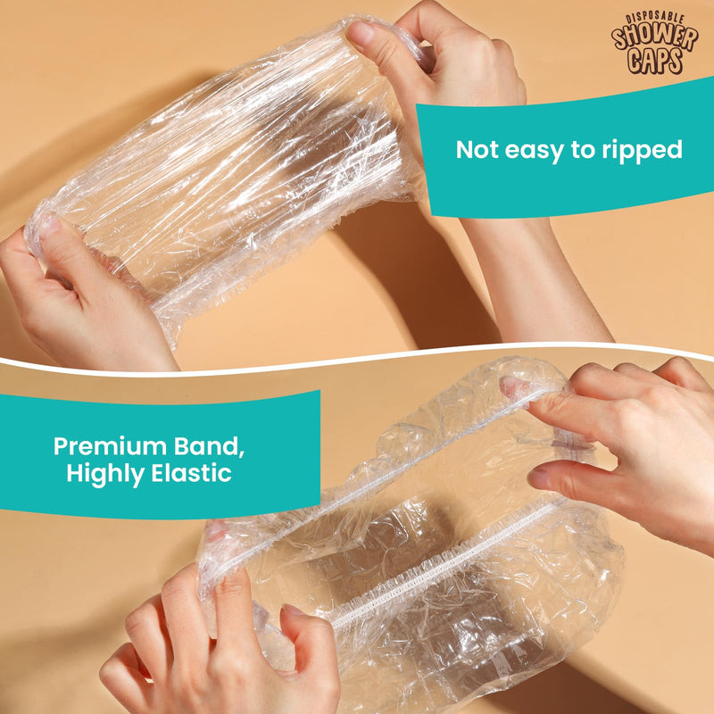 [Australia] - LEOBRO Disposable Shower Caps, 100PCS Shower Caps, Shower Cap for Women Waterproof, Disposable Clear Plastic Shower Cap for Women, Thick Plastic Caps for Hair Treatment, Regular Size 17.3 INCH 100 Count (Pack of 1) 