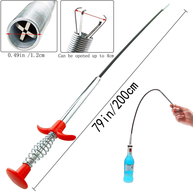 [Australia] - Flexible Grabber Claw Pick Up Reacher Tool With 4 Claws Bendable Hose Pickup Reaching Assist Tool for Litter Pick, Home Sink, Drains, Toilet (79 inch) 79 Inch 