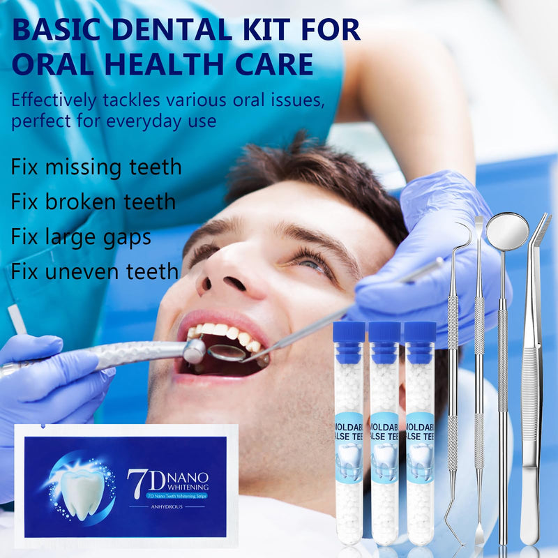[Australia] - Tooth Repair Kit, Moldable False Teeth, Tooth Replacement Missing Teeth, Teeth Filling Kit Permanent with 4 Dental Tool, Tooth Repair Kit for Broken Teeth, Temporary Tooth Filling Kit, Moldable Teeth 