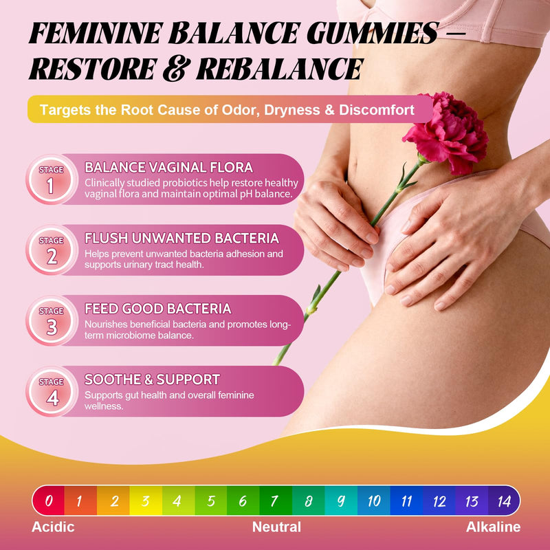 2PCS 9-in-1 Sugar Free Feminine Probiotics Gummies - pH Balance, 50 Billion CFU Vaginal Probiotic Gummies w/ Prebiotic, Slippery Elm, Cranberry, for Vaginal, Urinary Tract, Gut, Hawaiian Pineapple 60 Count (Pack of 2)