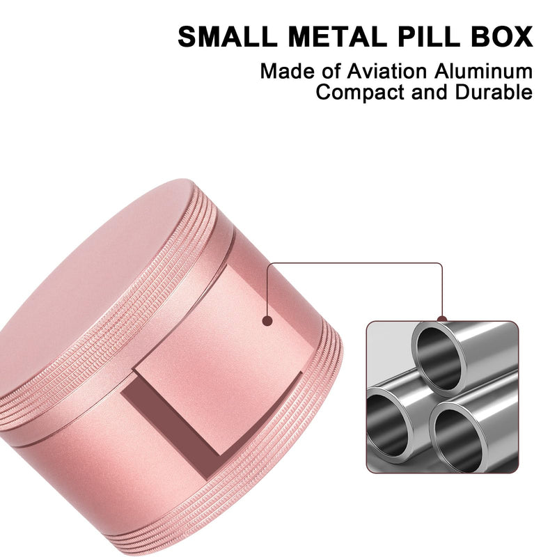 Metal Pill Box Daily - Single Portable Travel Pill Container for Purse | Waterproof Pill Case for Vitamins, fish Oil, Medicine, Cute Pill Holder Organizer, Big Size Pink L