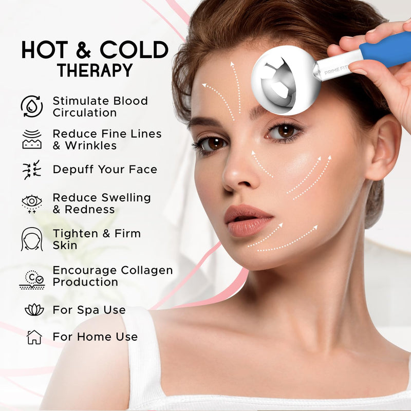 Ice Globes for Facials | Unbreakable Steel Cooling Roller | Cryo Sticks for Face | Massager for Face Neck & Eyes | Skin Care for Dark Circles, Puffiness, Wrinkles, Collagen Production (Blue) Blue