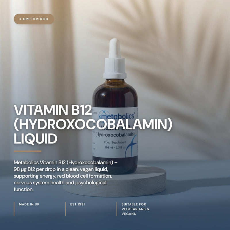 Vitamin B12 Liquid | Pure Hydroxocobalamin Supplement | for Normal Brain Function | Made in The UK