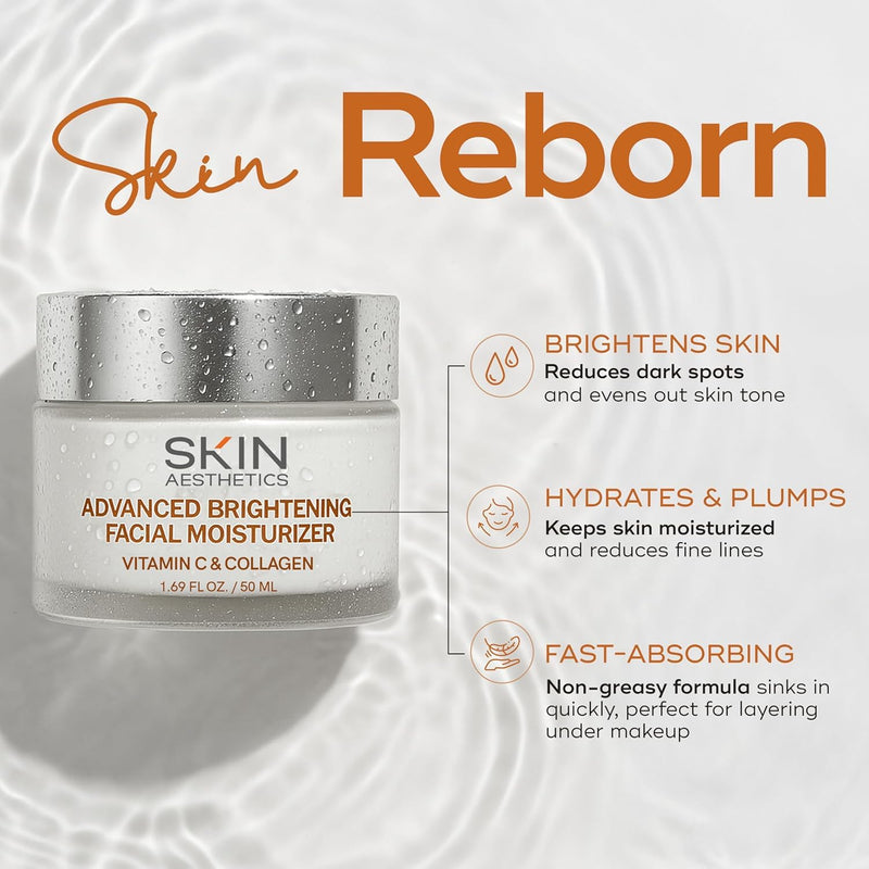 Skin Aesthetics Vitamin C & Collagen Face Moisturizer - Anti-Aging, Hydrating, Fine Lines & Wrinkles, Brightening - Dermatologist Tested Korean Skincare - Clean Beauty, Cruelty-Free - Duo Pack Vitamin C & Collagen (Pack of 2)