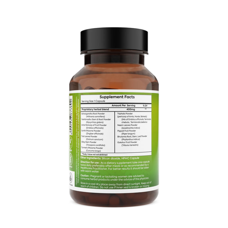 Immunity Support Capsules with Organic ashwagandha to Boost Your Immunity, Natural Amla for Vitamin C -Guduchi for Digestion & Detox - Men Women 60 Organic Capsules