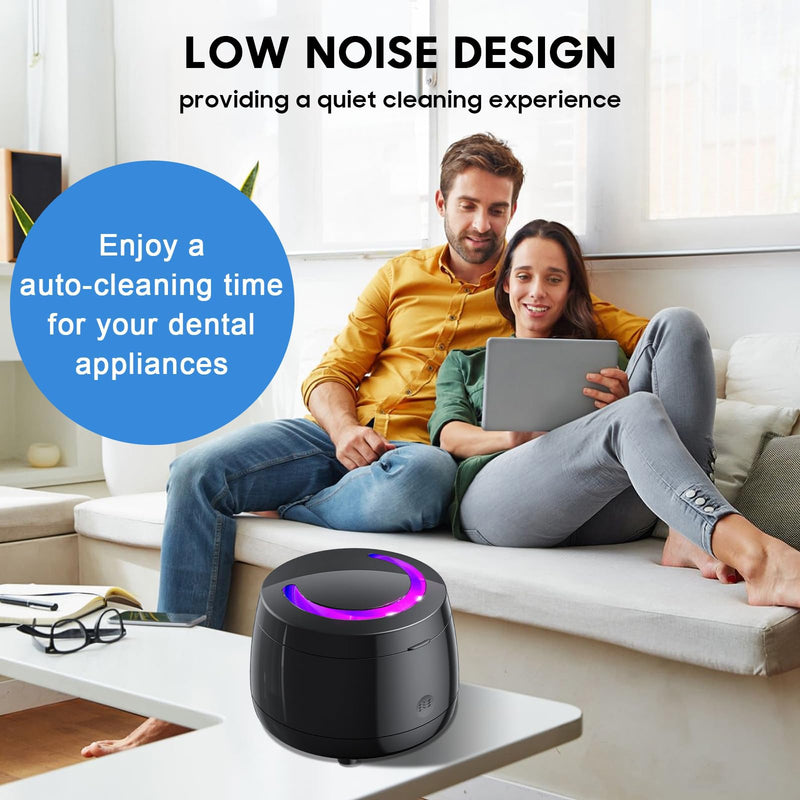 [Australia] - Ultrasonic Cleaner for Retainer Cleaning Machine: 43000Hz Sonic Dental Clean Pod for Denture Mouth Guard 
