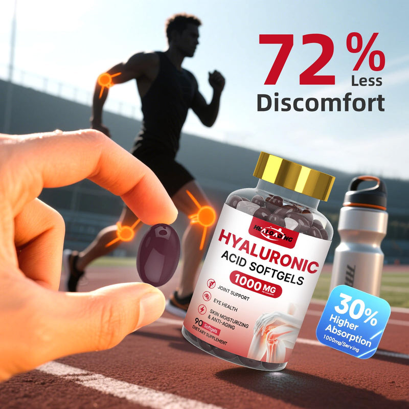 [Australia] - Hyaluronic Acid Supplements 1000mg Softgels: Joint Supplements for Men Hyaluronic Acid for Skin & Joint Hydration Non-GMO and Gluten Free 