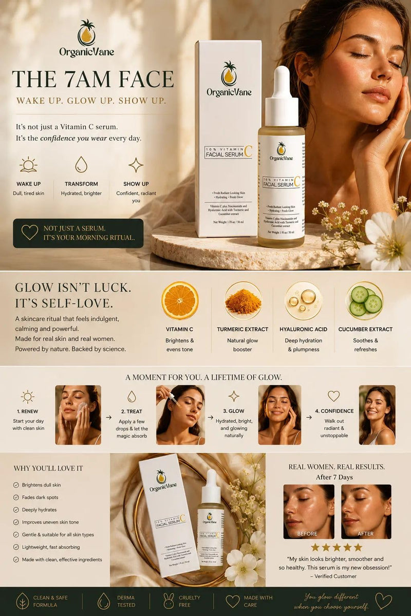 Vitamin C Serum 10% for Face – Powerful Anti-Aging Brightening Serum with Hyaluronic Acid, Niacinamide & Turmeric, Dark Spot Corrector, Reduces Wrinkles & Fine Lines for Youthful Glowing Skin, 1 oz