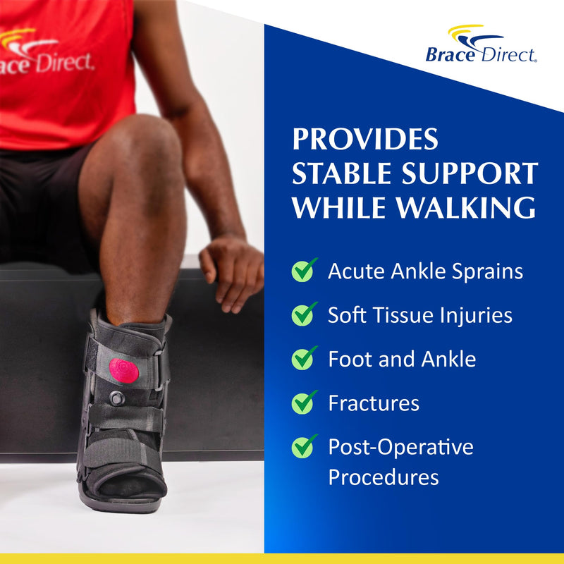 [Australia] - Brace Direct Air CAM Walker Boot for Broken Foot Ankle Sprains and Injury Recovery - Lightweight Short Orthopedic Boot (US SHOE: Men 4.5-7 Women 6.5-8 Kids 4.5-7) Small (Pack of 1) 