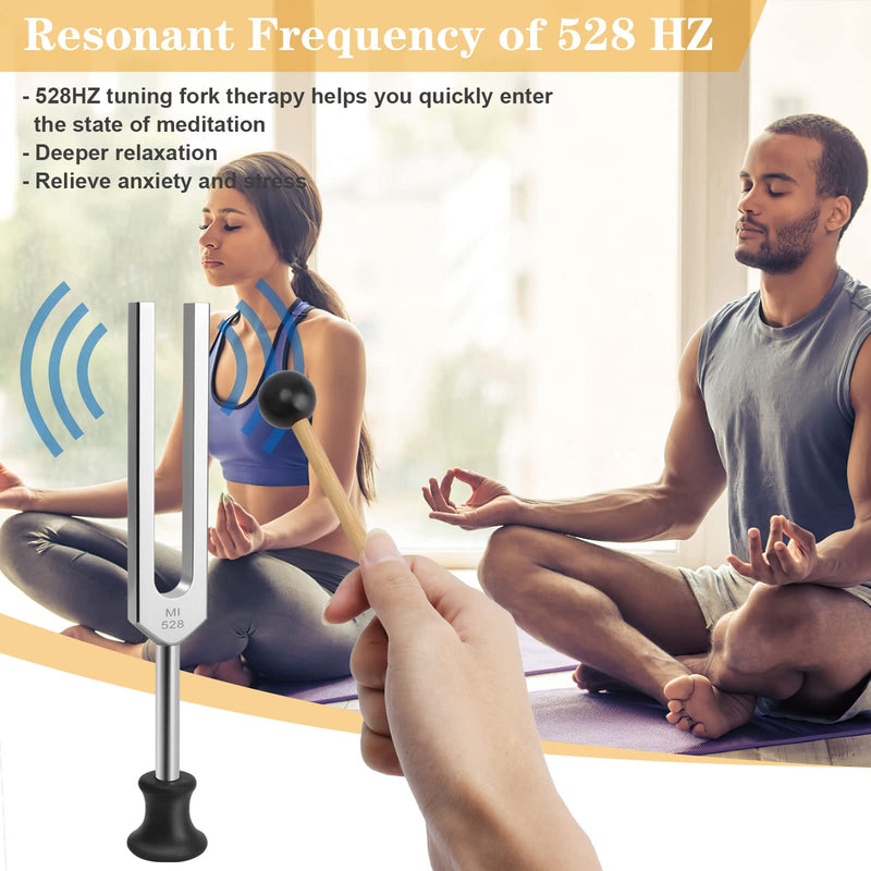 [Australia] - Tuning Fork 528 HZ, Medical Tuning Fork Neurology with Mallet Plastic Base Velvet Bag Cleaning Cloth, Tuning Fork Medical for Sound Therapy Healing, DNA Repair Healing, Violin/Guitar/Piano 