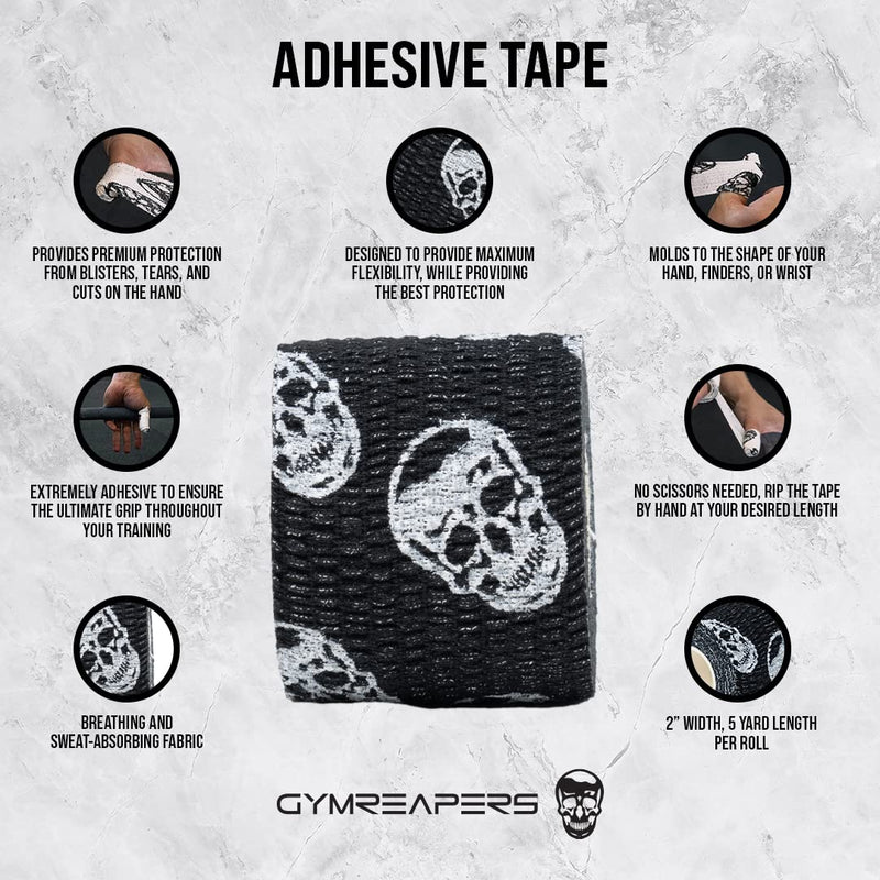 [Australia] - Gymreapers Hook Grip Weightlifting Tape (3 Pack) Premium Adhesive Thumb Skull Tape for Finger Protection, Powerlifting, Exercise & Cross Training - Athletic Sweat Proof Tape Black 