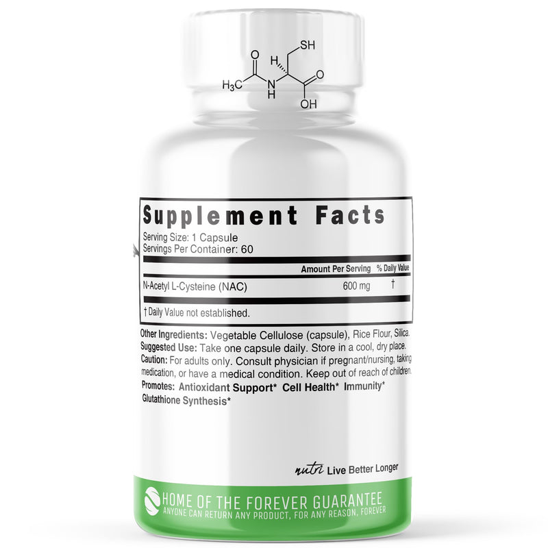 [Australia] - Nature's Fusions NAC Supplement N-Acetyl Cysteine - NAC 600 mg - Anti Aging Supplement, Antioxidant Supplement, Liver and Lung Support, Boost Glutathione - N Acetyl Cysteine (60 Capsules) 60 Count (Pack of 1) 
