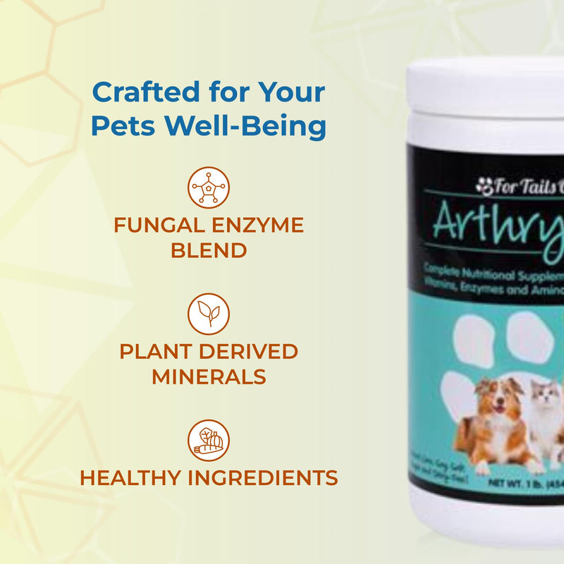 Multi Vitamins, Minerals Joint Support for Pets ARTHRYDEX - 1 LB canister | Vitamins, amino acids and enzymes, bone and joint support for small and large animals, complete pet nutrition, 1 lb canister