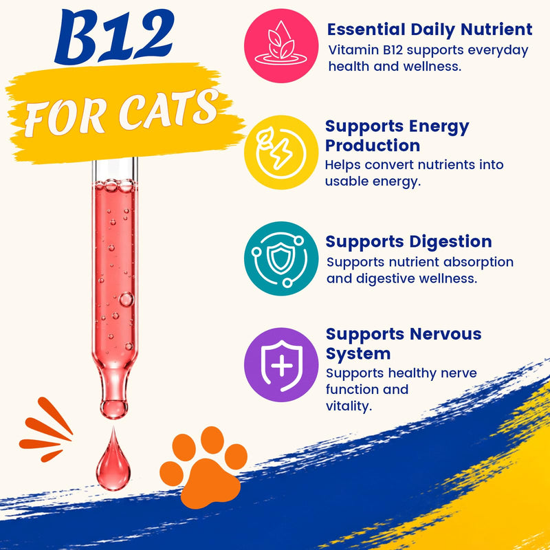 Appetite Stimulant for Cats – Vitamin B12 (Methylcobalamin) Supplement | Mood, Energy, Appetite, Immune System Support - 3.5 fl oz