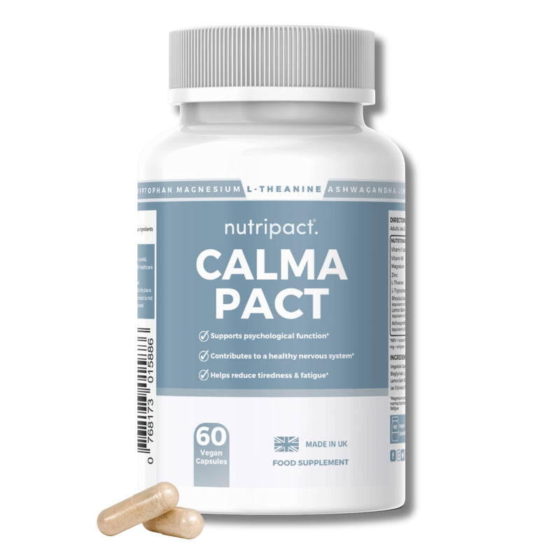 Calm & Sleep Support Capsules – Magnesium Glycinate, Ashwagandha KSM-66, L-Theanine & Lemon Balm for Relaxation, Stress Relief & Night-Time Unwind – 60 Capsules – Calma Pact
