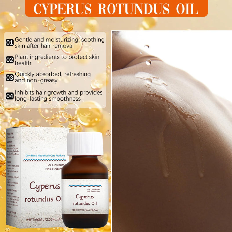 [Australia] - 2PCS Cyperus Rotundus Oil, 60ml*2 Essential Oils Cyperus for Hair Removal, Natural Pure Cyperus Oil Silky Hair Remover, for Reducing Body Hair Growth and Skin Care 