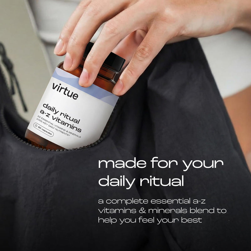 Virtue Daily Ritual A–Z Vitamins | 22 Essential Vitamins & Minerals | Comprehensive Daily Multivitamin | 60 Vegan Capsules