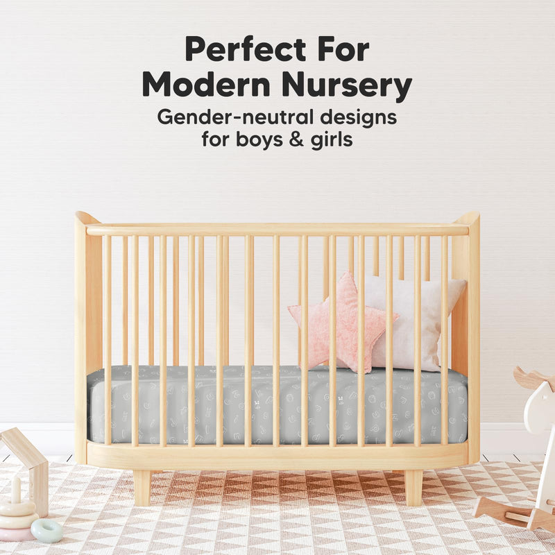 [Australia] - Pack and Play Sheets Fitted, 2-Pack Mini Crib Sheets - Pack N Play Sheets, Organic Fitted Crib Sheet for Pack and Play Mattress, Playard Baby Crib Sheets,Crib Sheets Neutral for Boys,Girls (ABC Land) Abc Land 