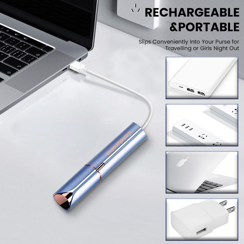 Facial Hair Remover for Women – Electric Face Razor with Light, Hair Removal for Upper Lip, Chin & Cheeks – Color Blue