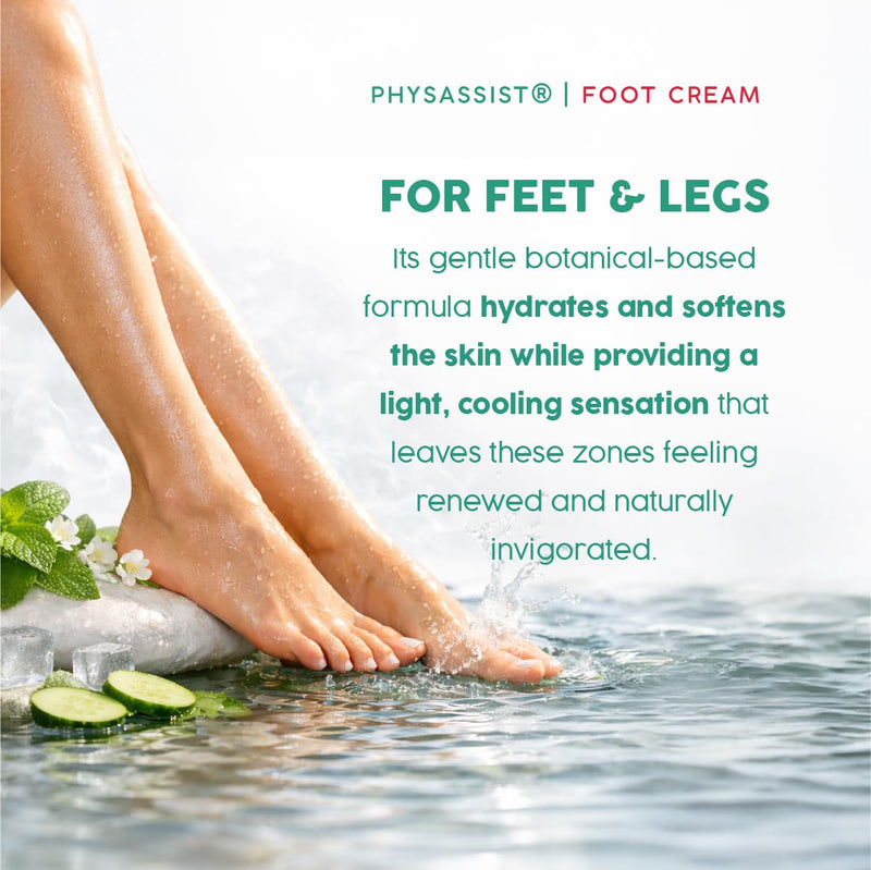 PhysAssist Foot Cream with Tea Tree – Deep Hydrating Foot & Leg Cream for Dry, Tired & Sensitive Skin – Refreshing Moisture Support with Peppermint, Menthol & Vitamin E – 4 oz Jar | For Dry, Tired & Sensitive Feet & Legs - Cooling Refresh with Peppermi...