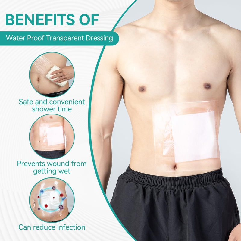 [Australia] - Waterproof Ostomy Bag Shower Cover, Stoma Shower Shields, Adhesive Bandage - No Glue On The Center of The Patch, Colostomy Ilostomy Urlostomy Bathing Bags, Waterproof Dialysis Catheter Cover, 14pcs 