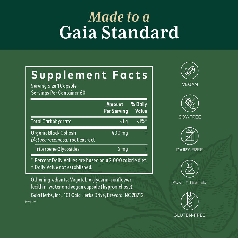 [Australia] - Gaia Herbs Pro Black Cohosh - Herbal Supplements for Menopause Support - Supports Hormone Balance for Women - with Black Cohosh - 60 Vegan Liquid Phyto-Capsules (60 Servings) 