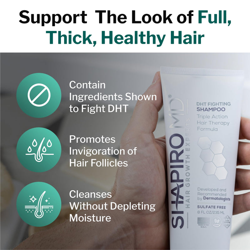 Shapiro MD Hair Growth Experts DHT Fighting Hair Loss Shampoo, 1 Month | Dermatologists Developed Formula for Thinning Hair | Experience Healthier, Fuller and Thicker Looking Hair 8 Fl Oz (Pack of 1)
