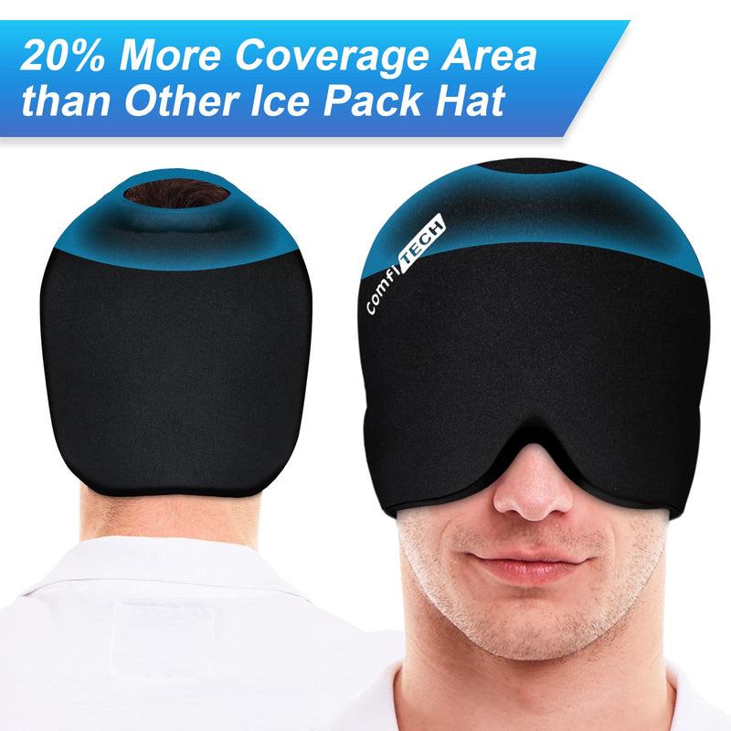 [Australia] - ComfiTECH Migraine Ice Head Wrap for Migraine Relief, Stress Relief and Sinus Headaches, Medium Black 