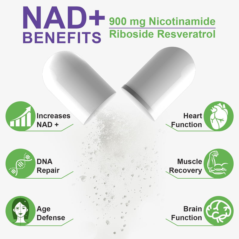 Liposomal NAD Supplement with Trans Resveratrol,80 Capsules + 900mg,NAD Resveratrol Supplement for Support Cellular Energy & Healthy Aging
