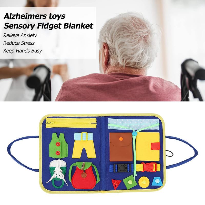 [Australia] - Dementia Fidget Blanket, Dementia Activities for Seniors, Alzheimer's Products Busy Blanket, Fidget Toy Sensory Blanket for Autism, Alzheimer's and Dementia, Anxiety Relief 