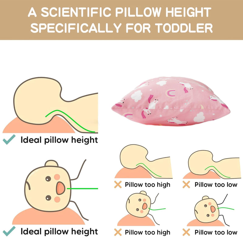 [Australia] - Bunnikins & Clover Toddler Pillows with Pillowcase, 13"x18" Soft Cotton Kid Pillows for Sleeping, Bedding Small Pillow for Boys and Girls Aged 2-5 Years Unicorn 