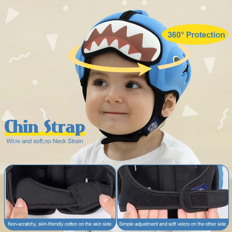 [Australia] - Baby Head Protector Helmet, Breathable Baby Head Protector for Crawling and Walking, Infant Soft Helmet, Anti-Collision, Ultra-Lightweight, Expandable and Adjustable Age 10-24 Months shark 
