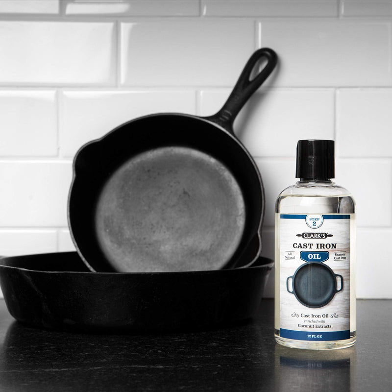 [Australia] - CLARK'S Cast Iron Seasoning Oil (12 Ounces) - 100% Plant Based from Refined Coconut Oil (Vegan) - No Mineral Oil - Prevents Rust - Maintains Seasoning on All Cast Iron and Carbon Cookware 