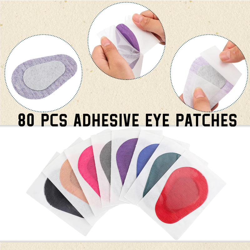 [Australia] - 80 Pcs Adhesive Eye Patches, Disposable Eye Pads for Adults Latex Free Adhesive Bandages(3.3 x 2.3 Inch,Mixed Colors) Mixed Colors 3.3 x 2.3 Inch 