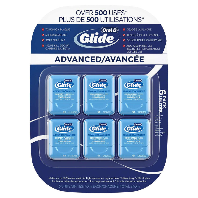 Oral-B Glide Pro-Health Advanced Floss, 6 Count (Pack of 1) 131.23 Foot (Pack of 6)