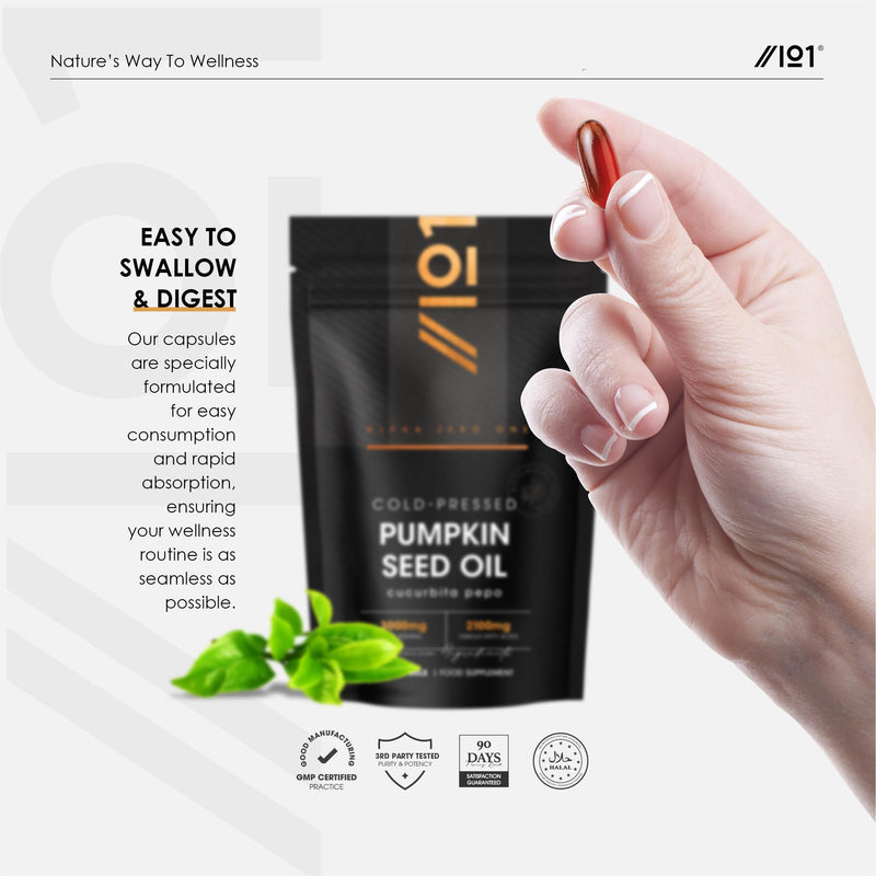 Pumpkin Seed Oil 3000mg – 70% Linoleic & Oleic Acid – 90 Softgels – 100% Cold Pressed – No Additives – Resealable and Recyclable Pouch by Alpha01 1 count (Pack of 90) Original Softgel