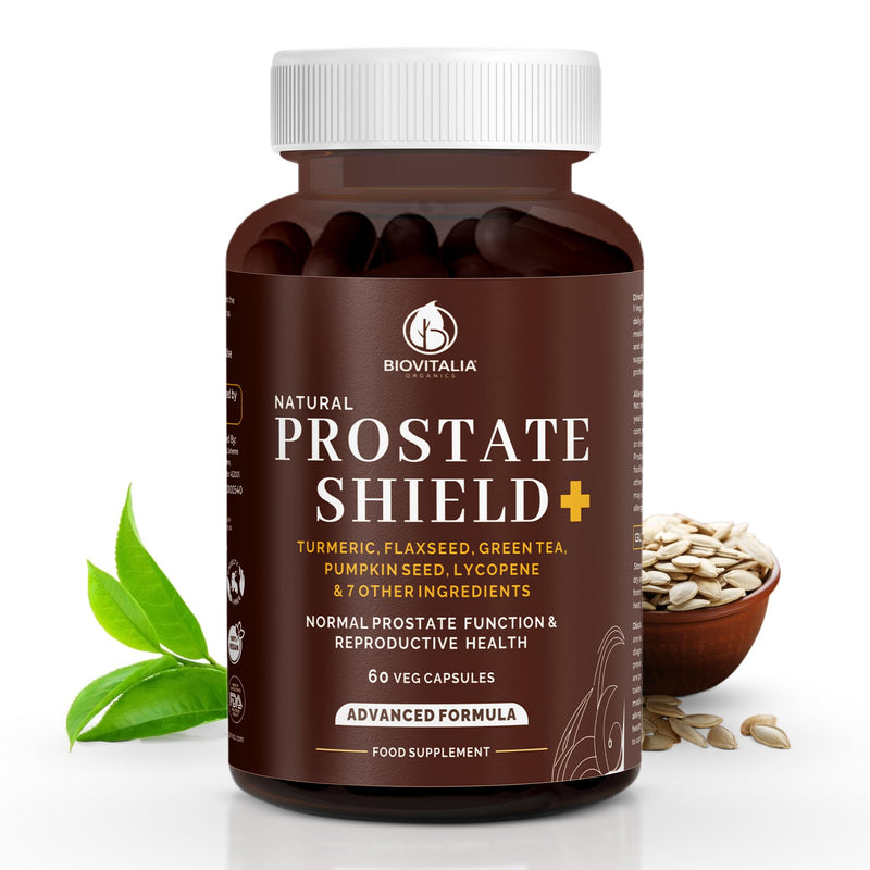 [Australia] - BioVitalia prostate protection capsules - high dosage with turmeric, linseed, green tea, lycopene, pumpkin seeds, pygeum bark, betasitosterol, nettle leaf | Prostate Health – Vegan – 60 Capsules 