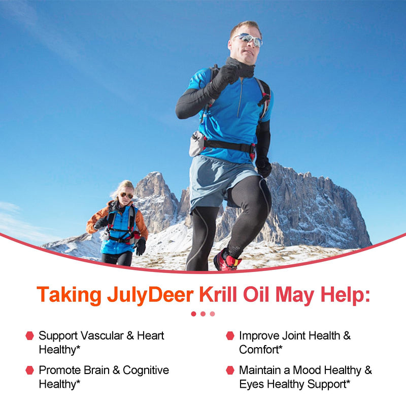 [Australia] - Antarctic Krill Oil 1000 mg with Omega-3s EPA, DHA, Astaxanthin and Phospholipids 60 Softgels Supplement No Fishy Aftertaste for Joint, Heart, Brain and Immunity 1 Bottle 60 Softgels 
