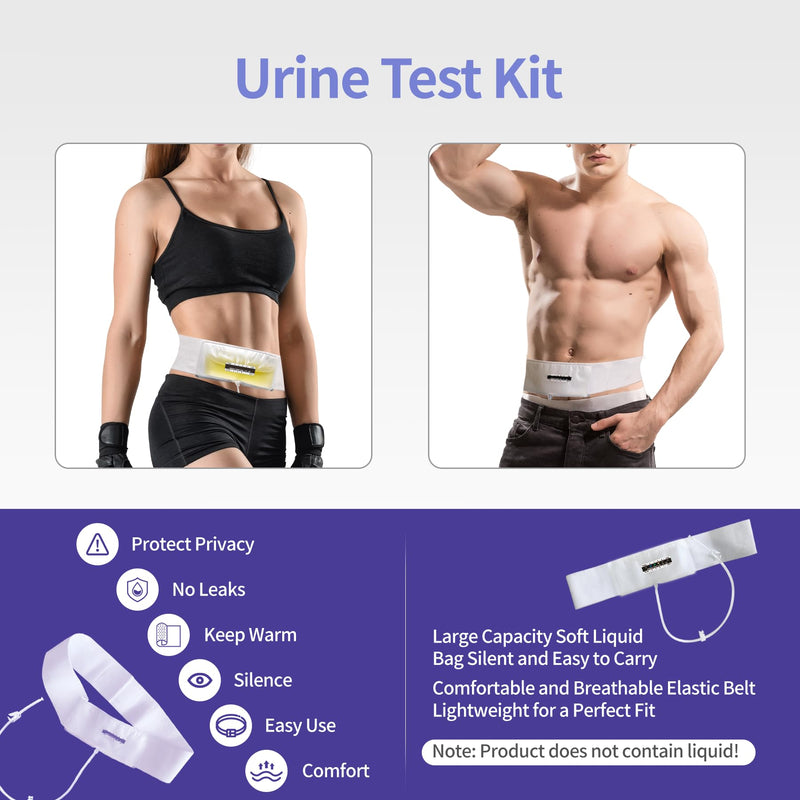 Urine Test Complete Kit – Concealed Urine Belt with 4oz Capacity Urine Sample Bag,Urine Test for Home with Thermometer Stickers and Silicone Funnel (Large)