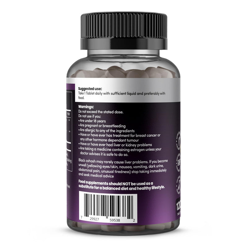 Black C, Superior 150mg Complex for Women with Added Red Clover for Hormonal Balance & Ovarian Function – 120 Tablets by HealthEssent