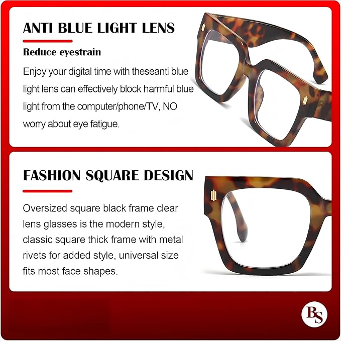 [Australia] - livho Oversized up to 99% Blue Light Blocking Glasses for Woman - Rectangle Fashion Glasses for Computer, Chic Preppy Frame Chunky *Coco Tortoise 