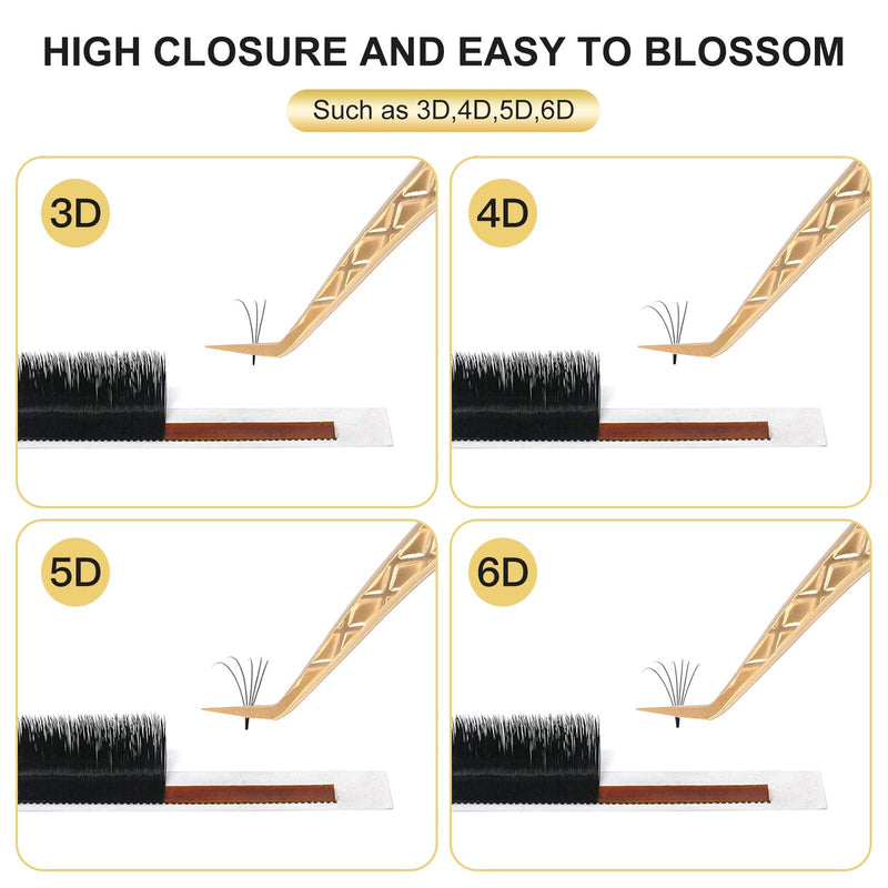 FEITA Eyelash Extension Tweezer Set Gold Lash Applicator Tool - Precision Lashes Diamond Grip Tweezers for 2D-6D Volume & Individual Eyelashes Extensions Supplies (6Pcs) Gold Diamond-grip 6pcs