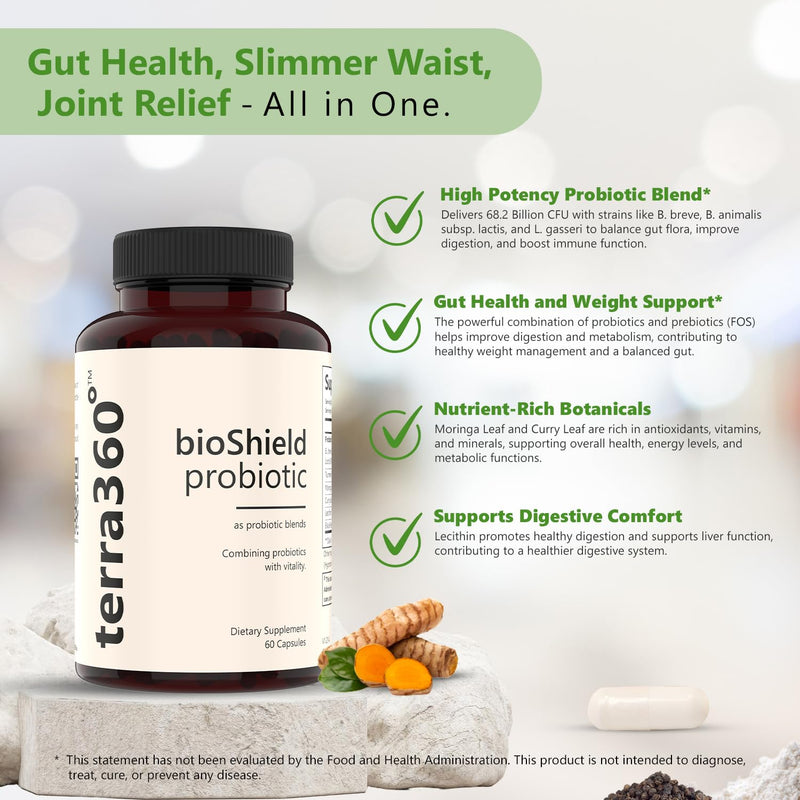 BioShield Probiotic for Women – Menopause, Gut Health for Women, Joint Comfort, Immune Support – Multi-Benefit with Turmeric, Curry Leaf & Moringa - 60 Capsules