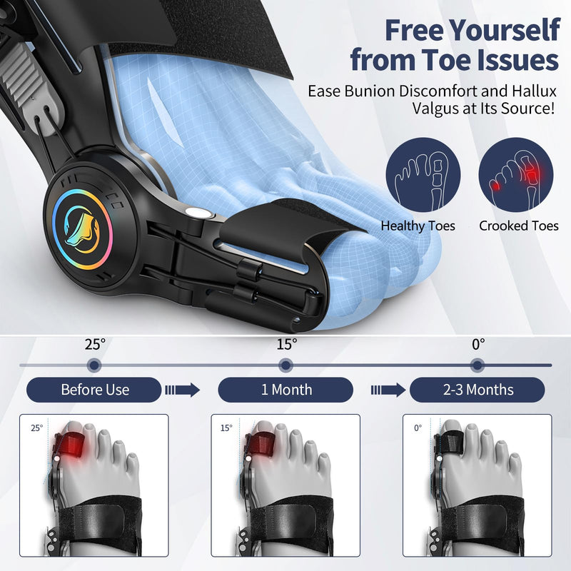 [Australia] - Bunion Corrector for Women & Men Big Toe, Black Adjustable Orthopedic Bunions Correction with Non Slip Toe Straighteners, Bunion Splint Suitable for Day/Night Feet Bunion Relief (2PCS) 