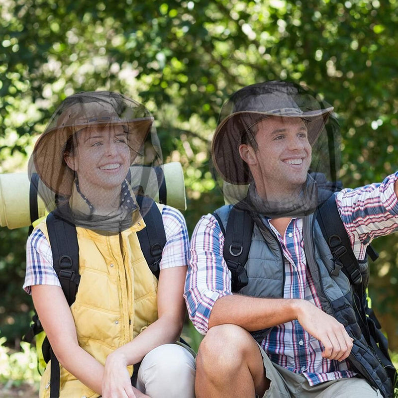 [Australia] - PHOGARY mosquito head net (4 pieces) with carry bag, insect protection hat, face protection for anyone who enjoys outdoor activities, black mesh for optimal visibility, washable 46 x 46 